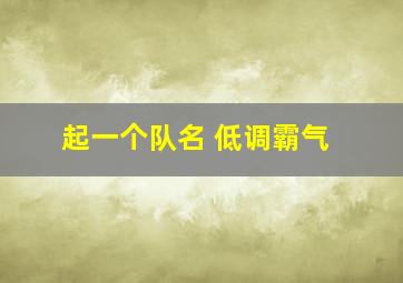 起一个队名 低调霸气